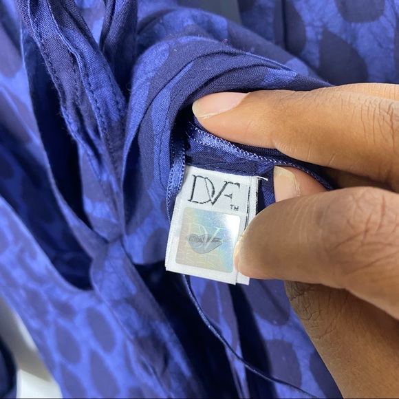 Diane Von Furstenberg Navy Blue Full Wrap Printed Midi Casual Dress 6 Small - Picture 7 of 12